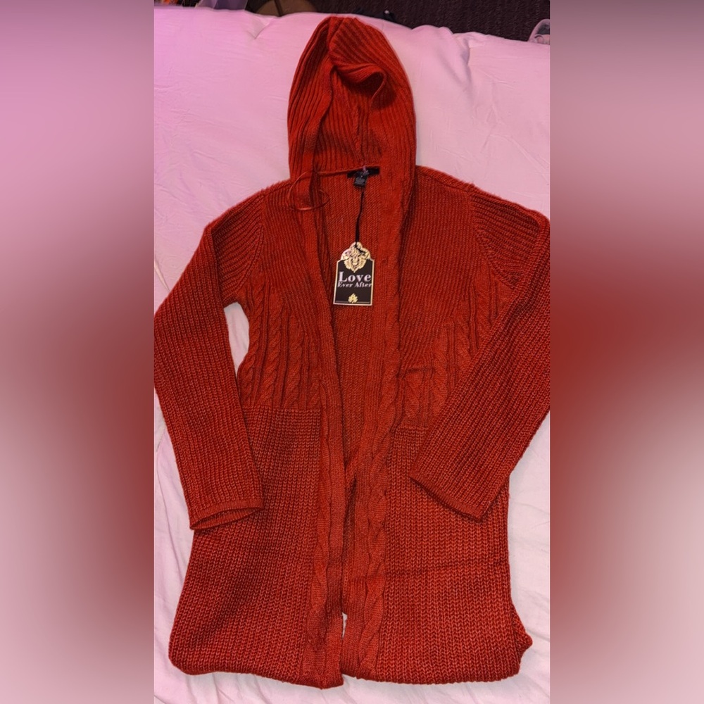 Orange Hoodie Cardigan